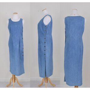 Vintage Blue Cotton Dress | 90s dress size 10‎